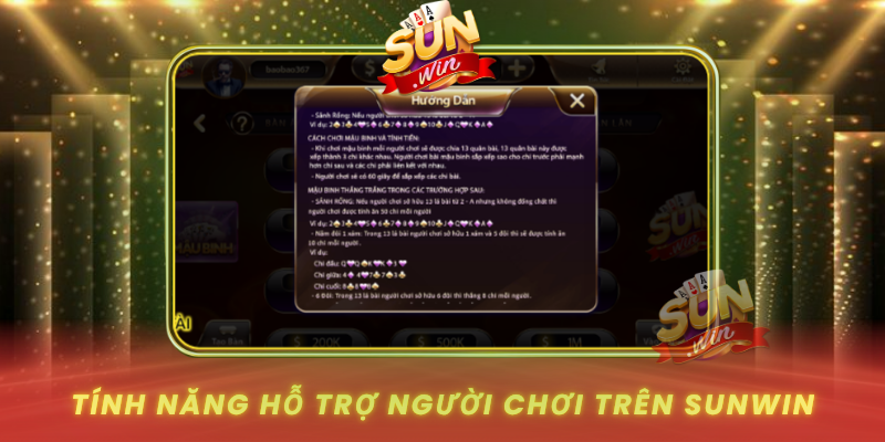 Tinh Nang Ho Tro Nguoi Choi Tren Sunwin